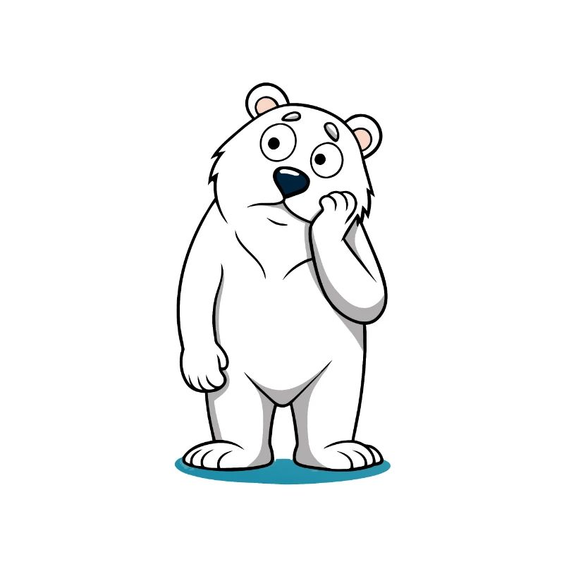 Perplexed Polar Bear: Curious Cartoon Bear