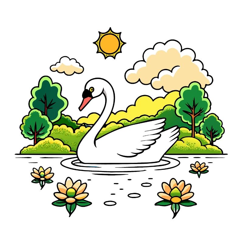 Ruhiger Schwan, der über einen ruhigen See gleitet