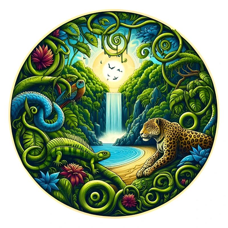 Cascade dans la forêt tropicale