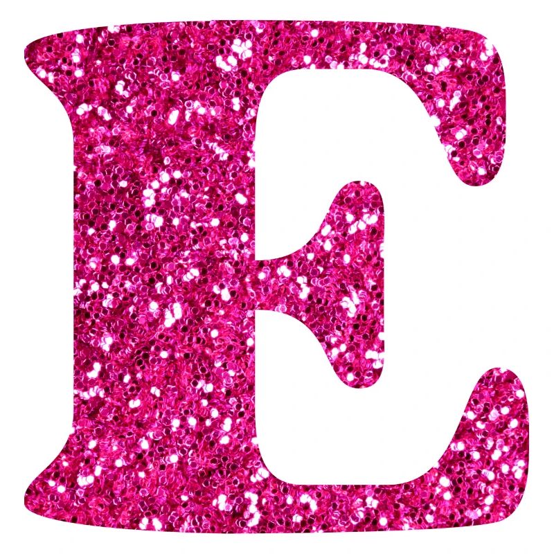 Letter e pink glitter