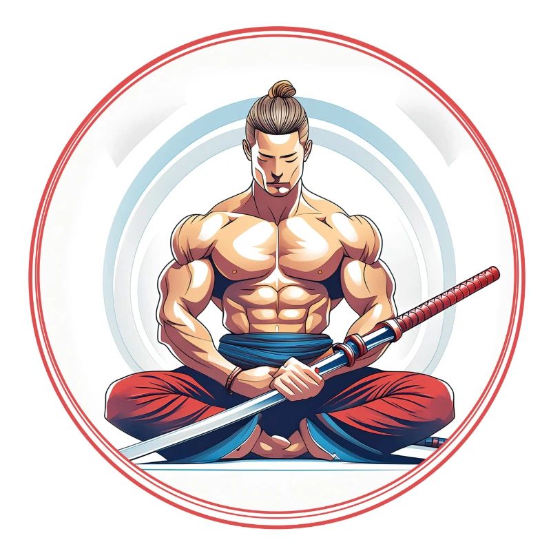 Meditierender Samurai mit Katana