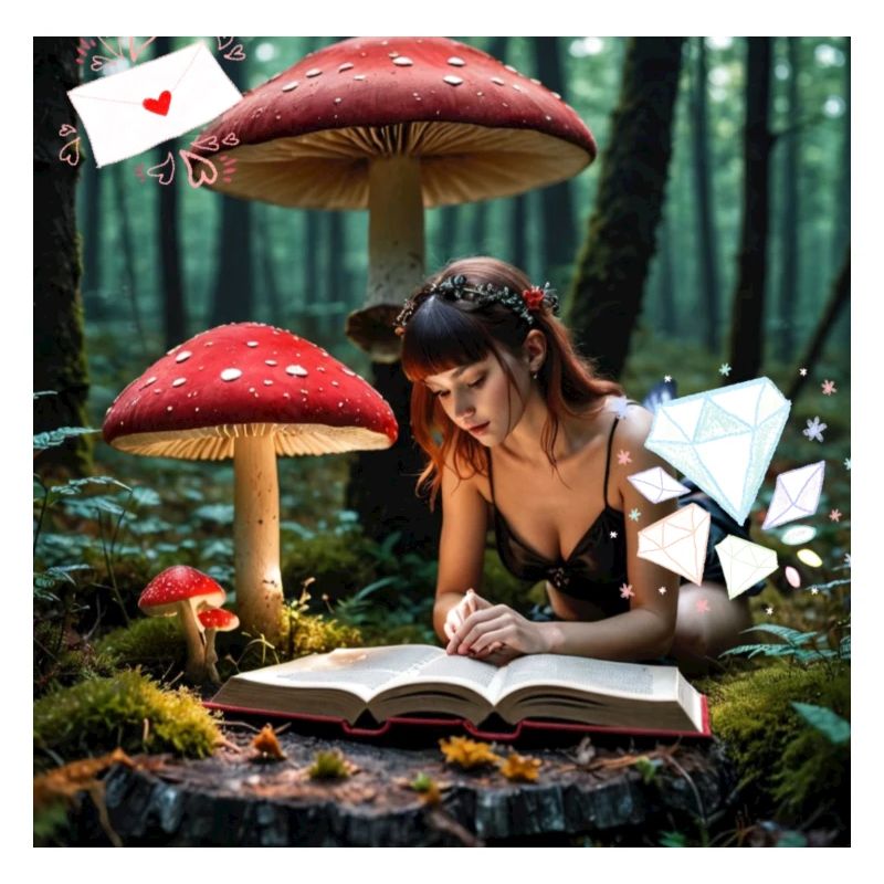 Reading in the magical forest.