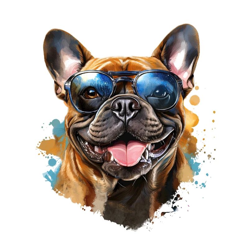 Frenchie avec lunettes de soleil