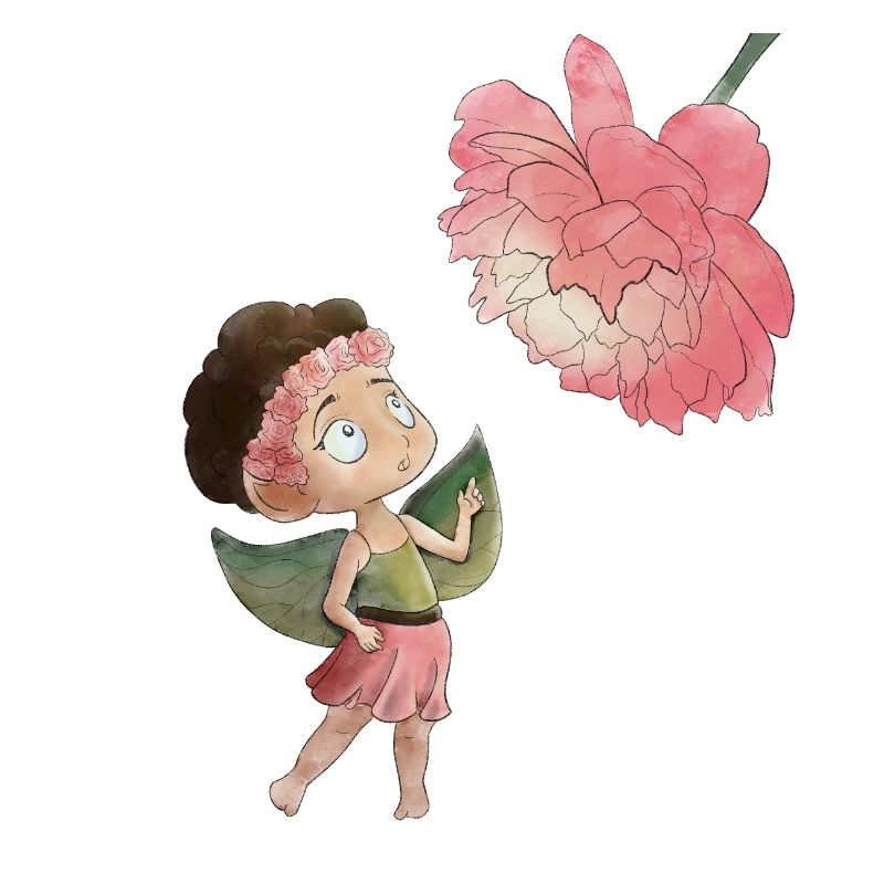Fée magique avec pivoine
