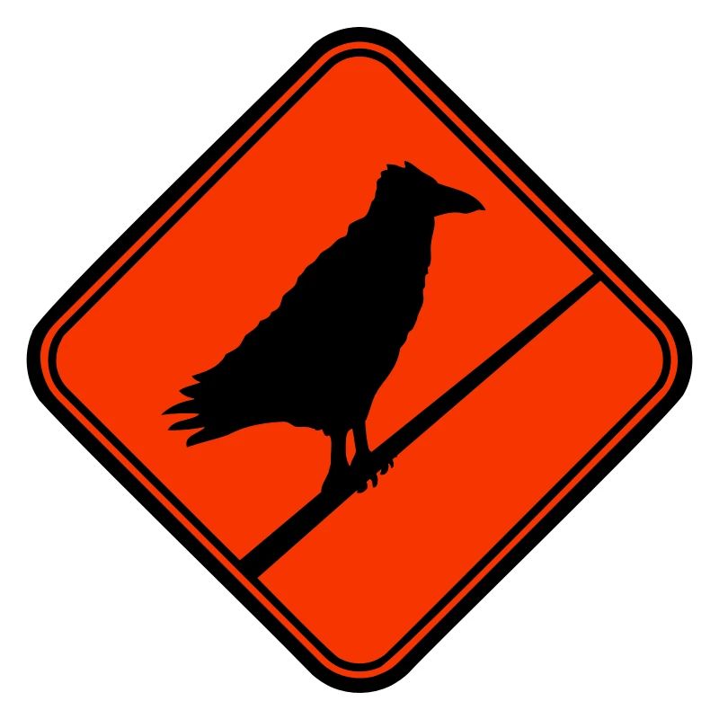 Raven Sitting Caution Cable Sign Note