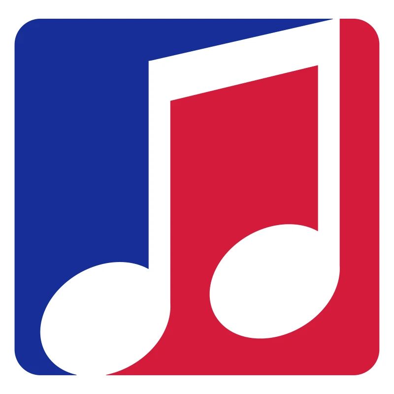 red blue button music note cool contour sign part