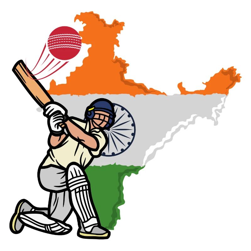Match de cricket - Inde cricket -Drapeau de l’Inde avec cr