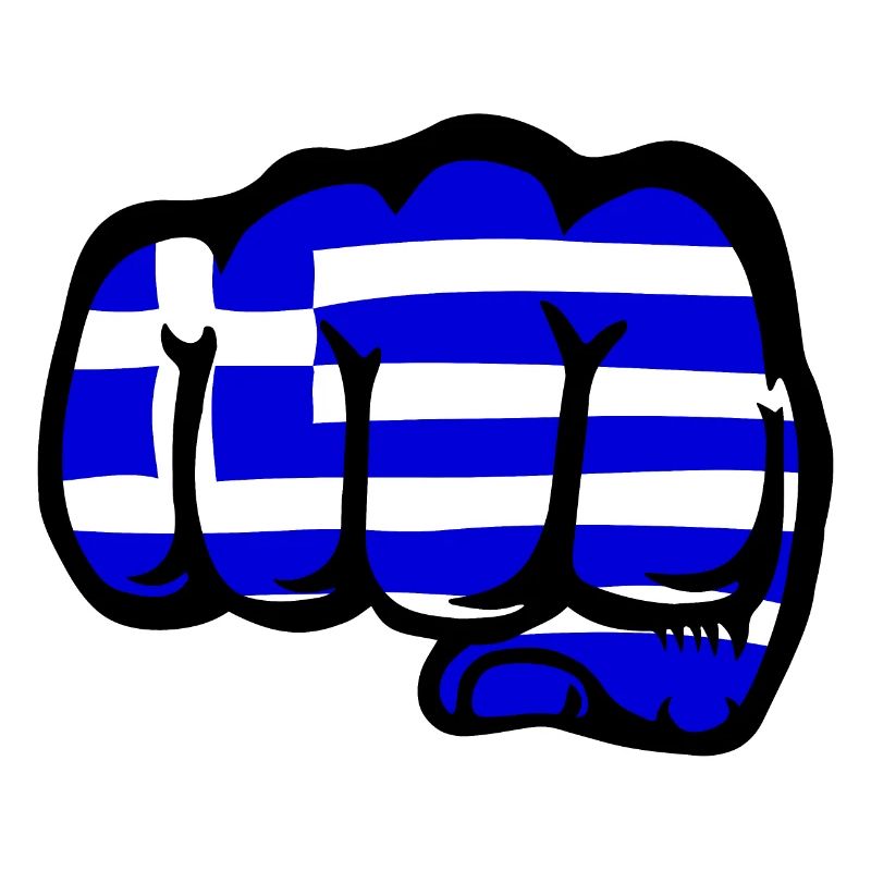 Grèce drapeau main poing