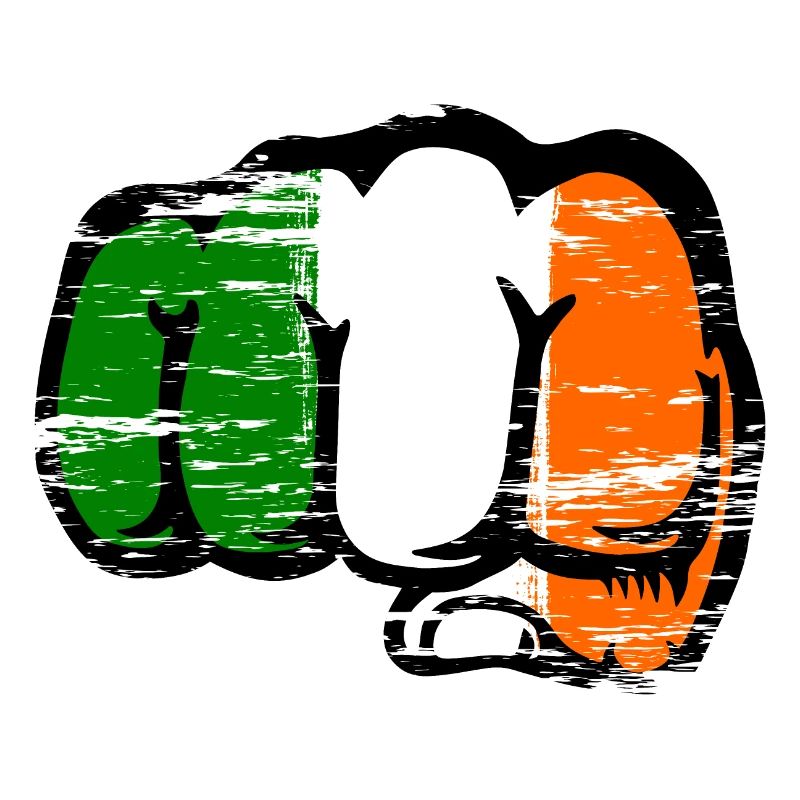 Poing de la main du drapeau irlandais utilisé
