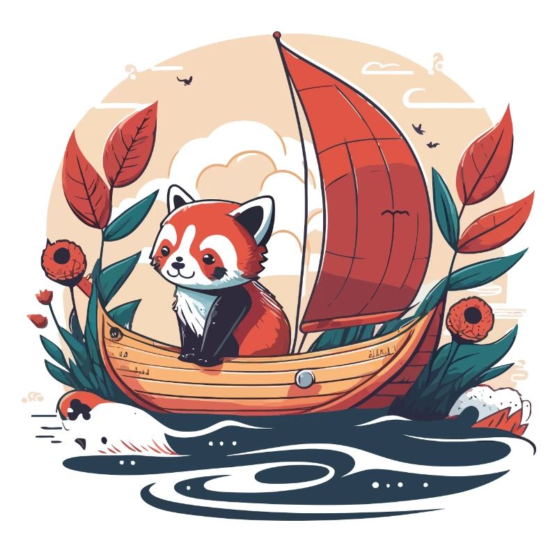 roter Panda auf einem Boot