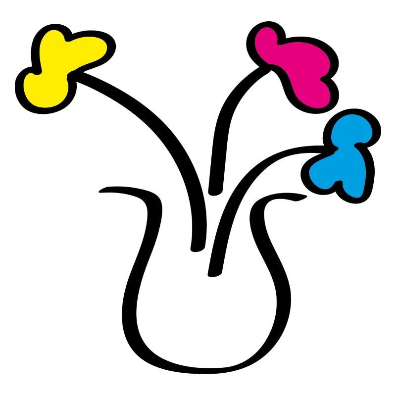 Dessin abstrait de fleurs dans un vase