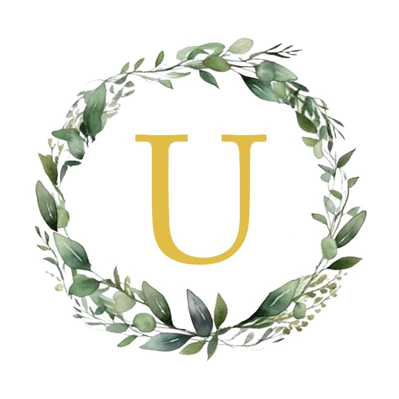 U Monogram, Eucalyptus Wreath