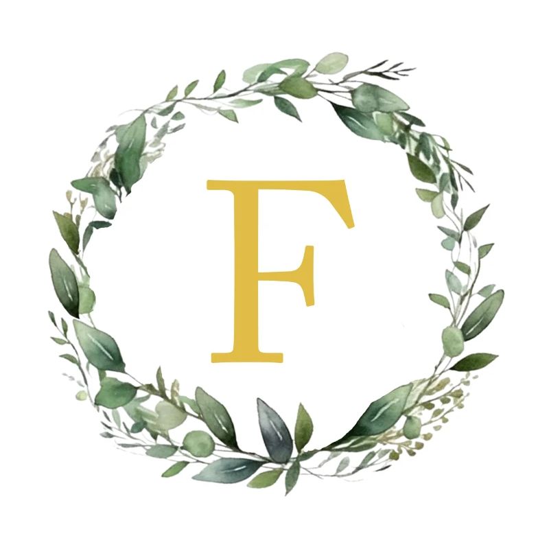 F Monogram, Eucalyptus Wreath