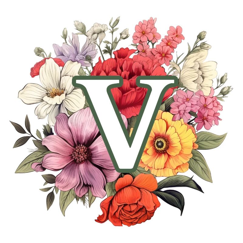V Monogramm Blumenstrauss