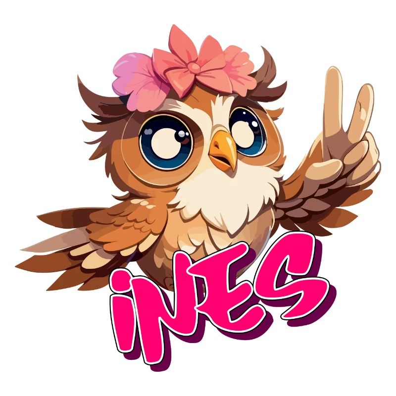 INES - Schöner Mädchen Name mit süßer EULE