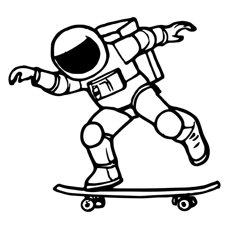 Astronaut rides skateboard space astronauts