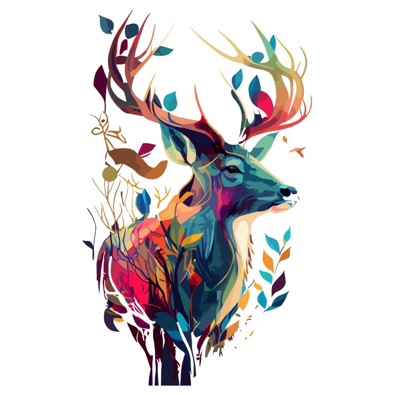 Jagd auf Hirsche bunt