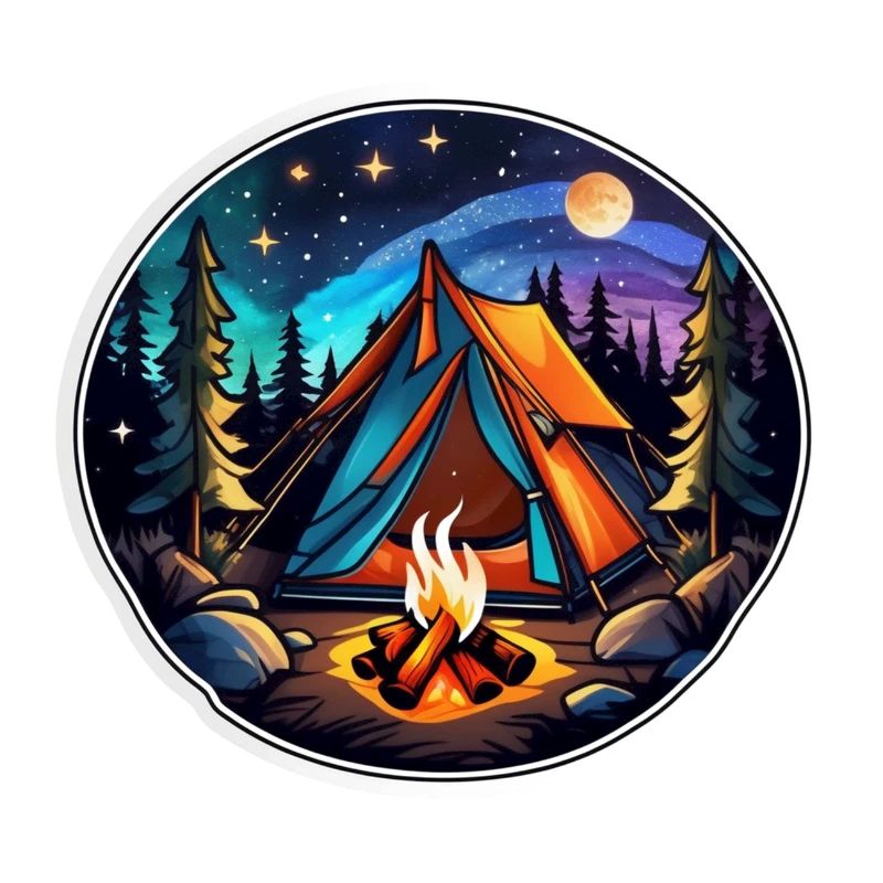 Camping, tent and campfire