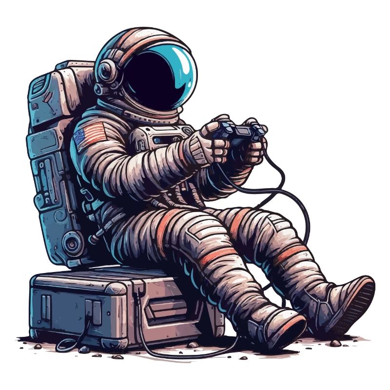 Astronaut Spielt Konsole mit Controller
