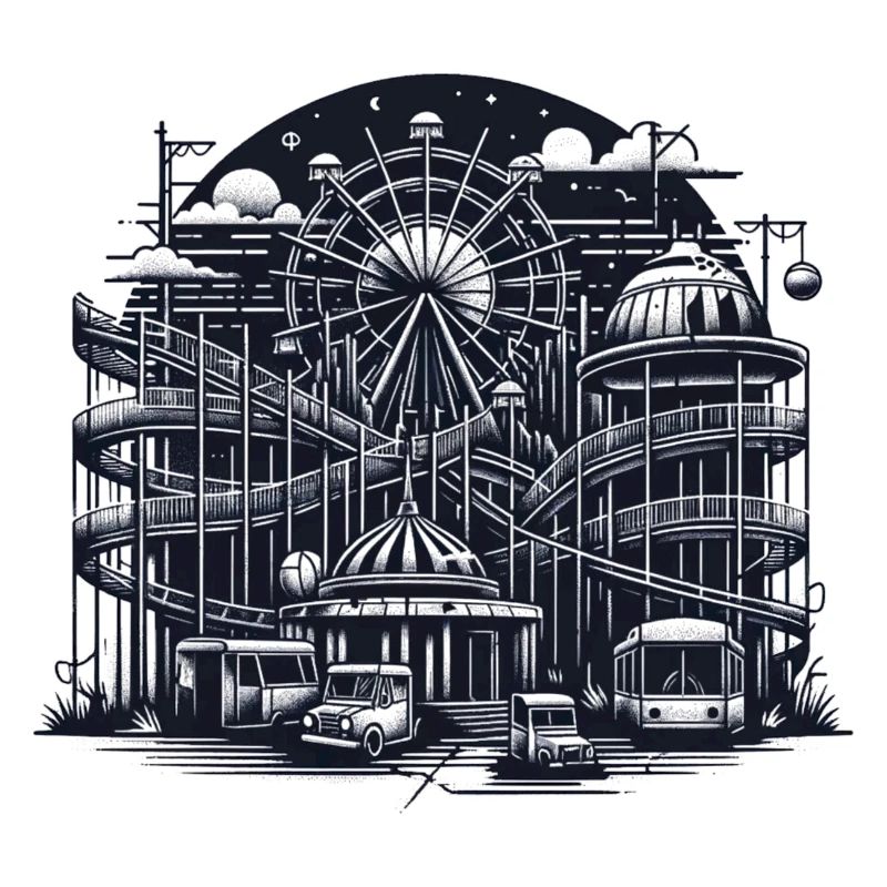Deserted Amusement Park: Urbex Vector Art