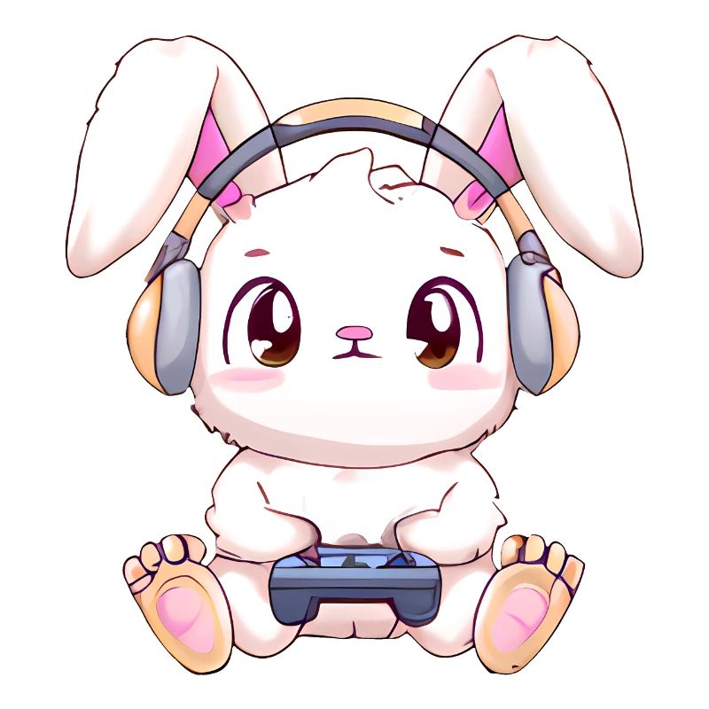 00271 Hase mit Kopfhörer und Controller