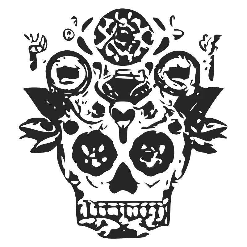 Crâne et des fleurs
