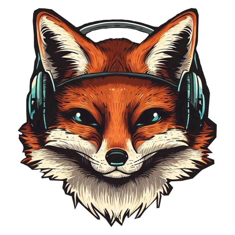 Fuchs mit Kopfhörern