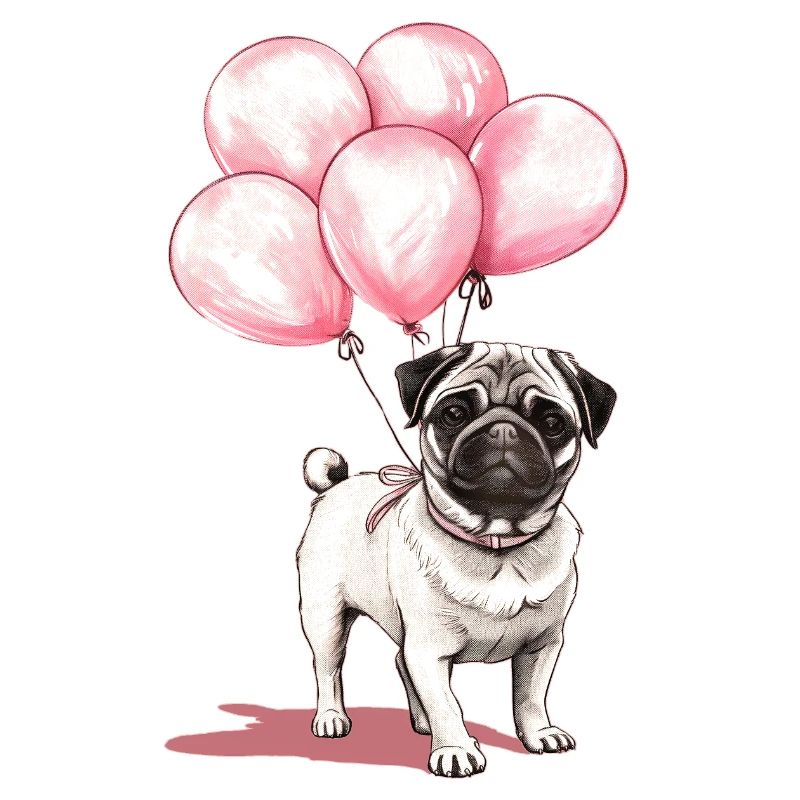 Mops und Luftballons