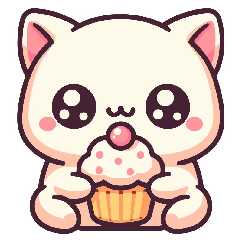 Chat mignon avec cupcake