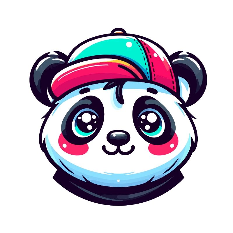 Cute Kawaii Panda Head with Cap