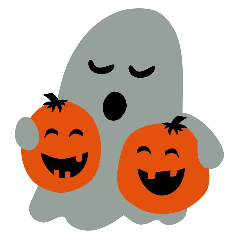 cute ghost with pumpkins