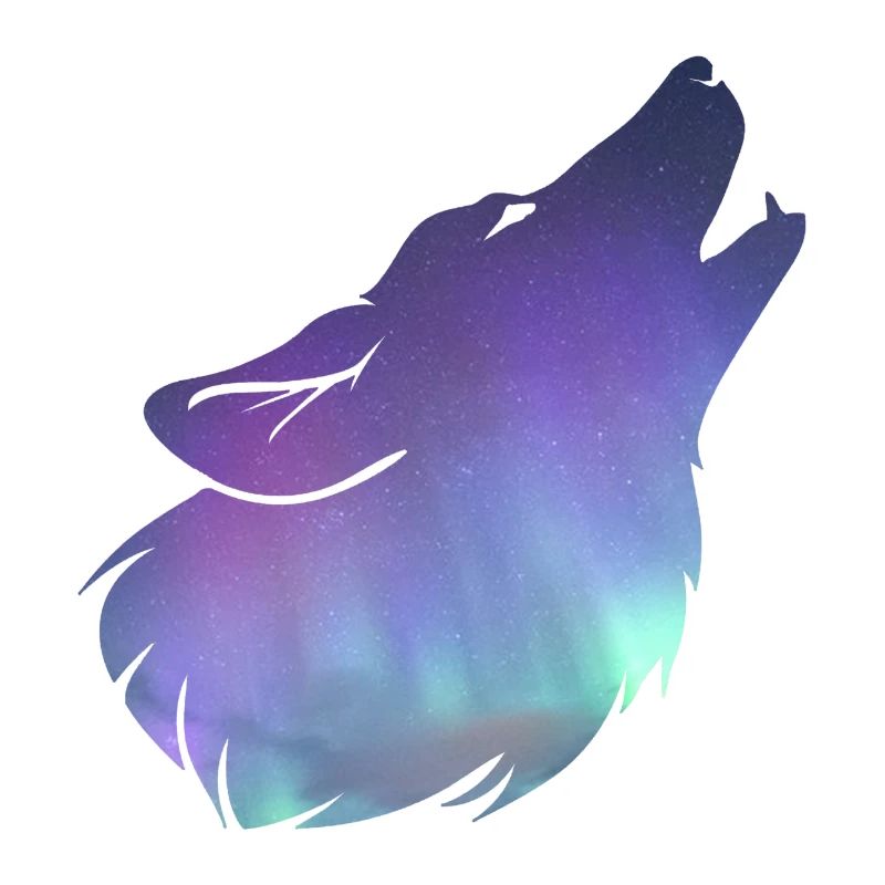 Wolf howling with Northern Lights effect