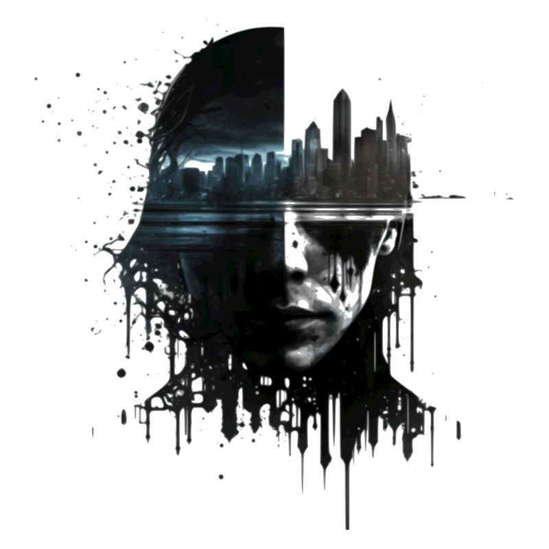 Cyberspace hacker in dystopian future