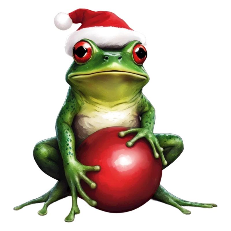 Frosch mit Weihnachtskugel 1