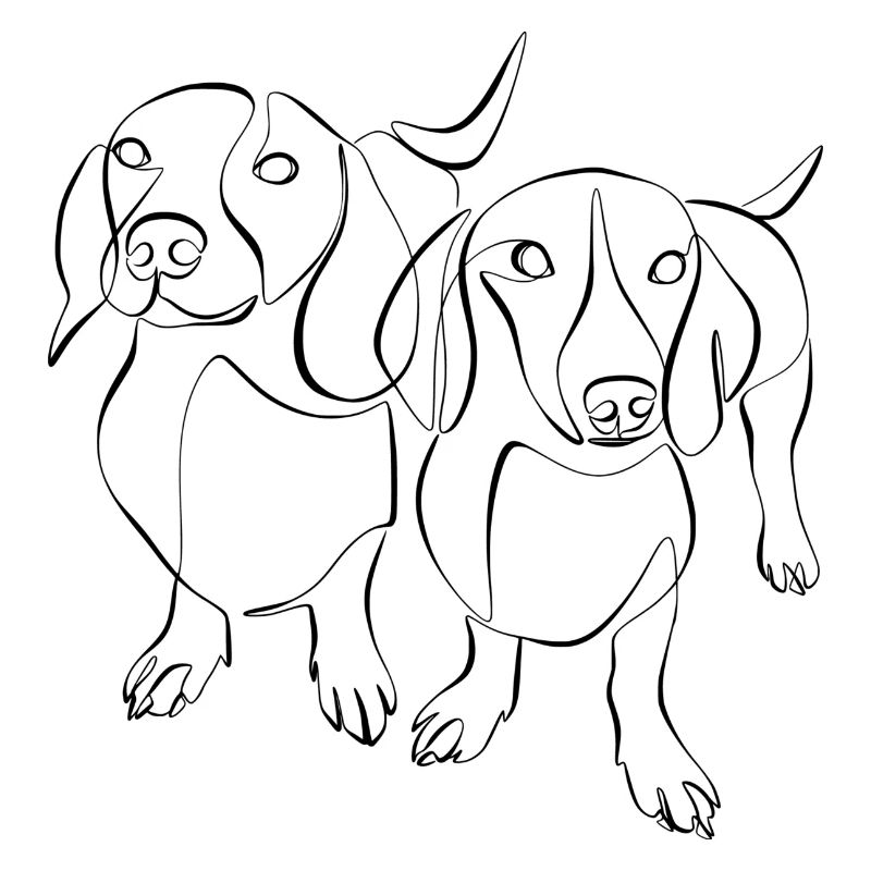 Teckel, Teckel, Teckel, Teckel à poil dur Line Art