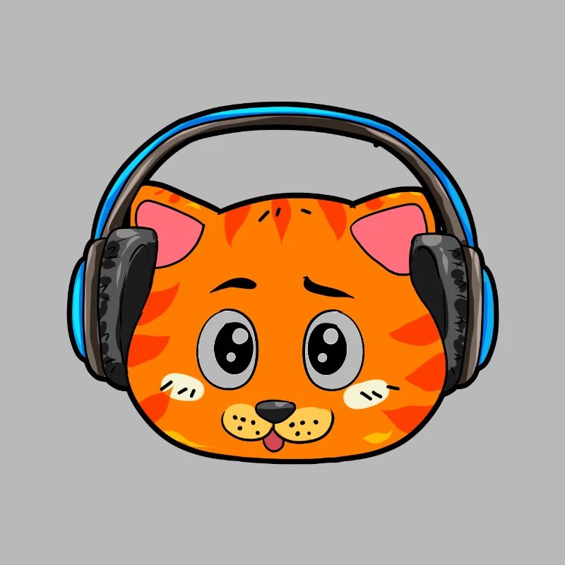 Katze mit Kopfhörer