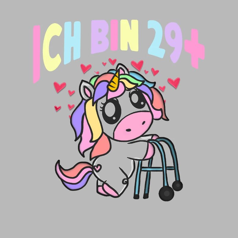 Damen Ich bin 29+ Einhorn mit Rollator Geschenk