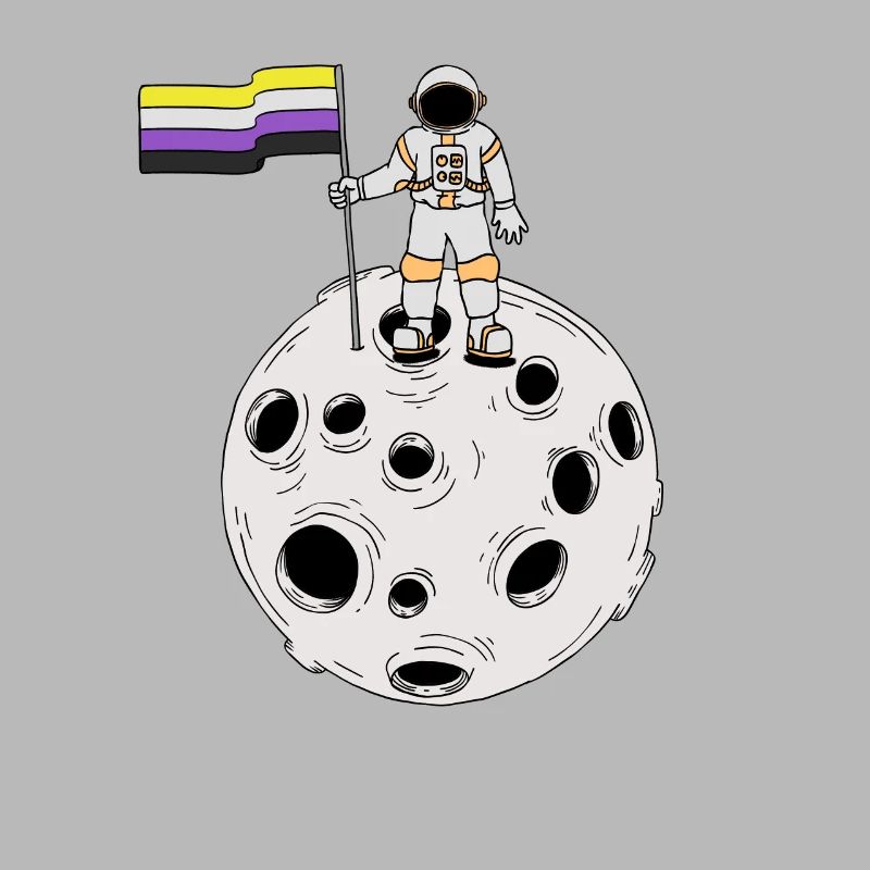 Nonbinary astronaut on the moon Nonbinary flag