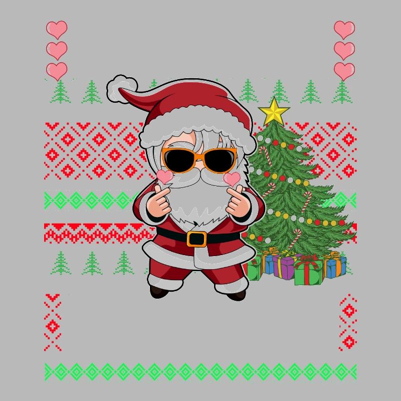 Pull de Noël laid design K-Pop Père Noël