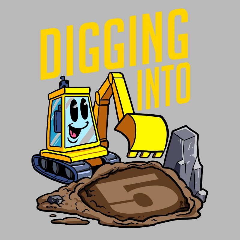 Excavator Driver Digging Into 5 Birthday Excavator