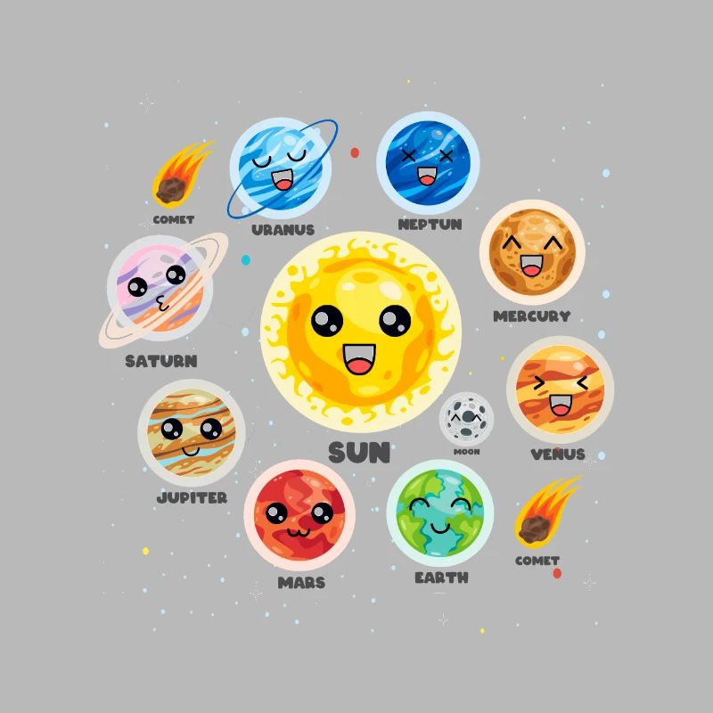 Solar System Planets Science Cute Realistic Space