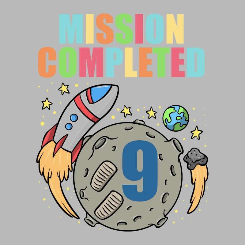 Space Birthday 9 Astronaut Planets Rocket Ship