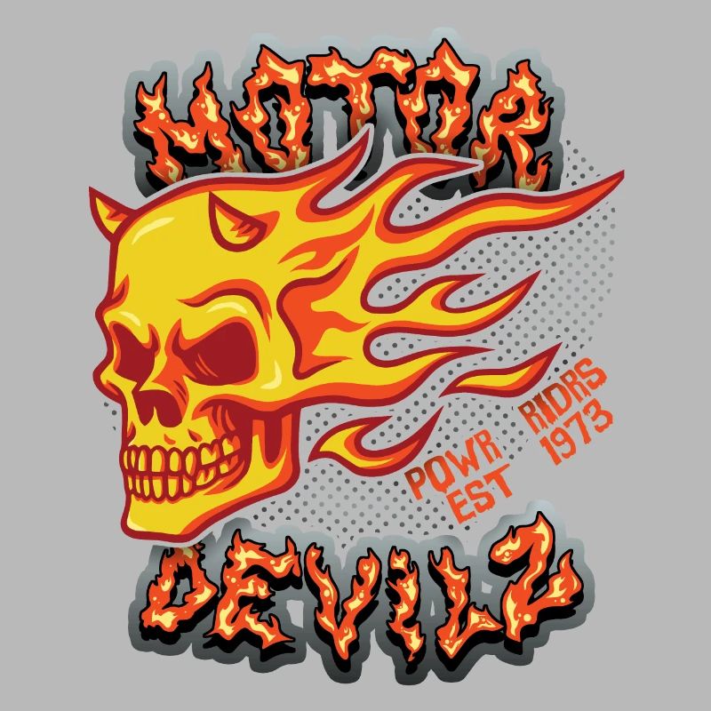 Skull Fire Skull Motorcyclist Motor Devils