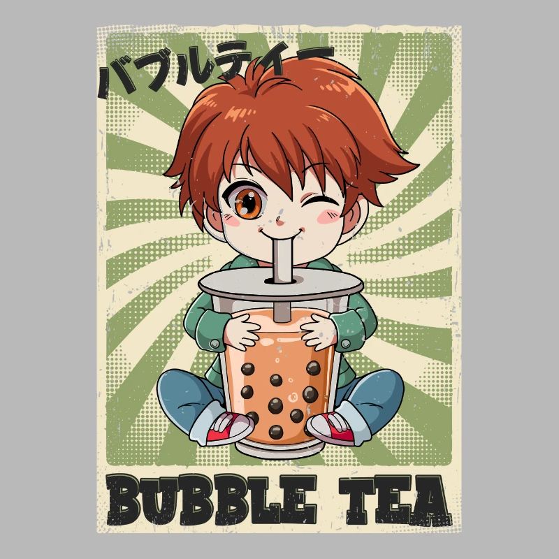 Boba Tea Anime Junge Bubble Tea