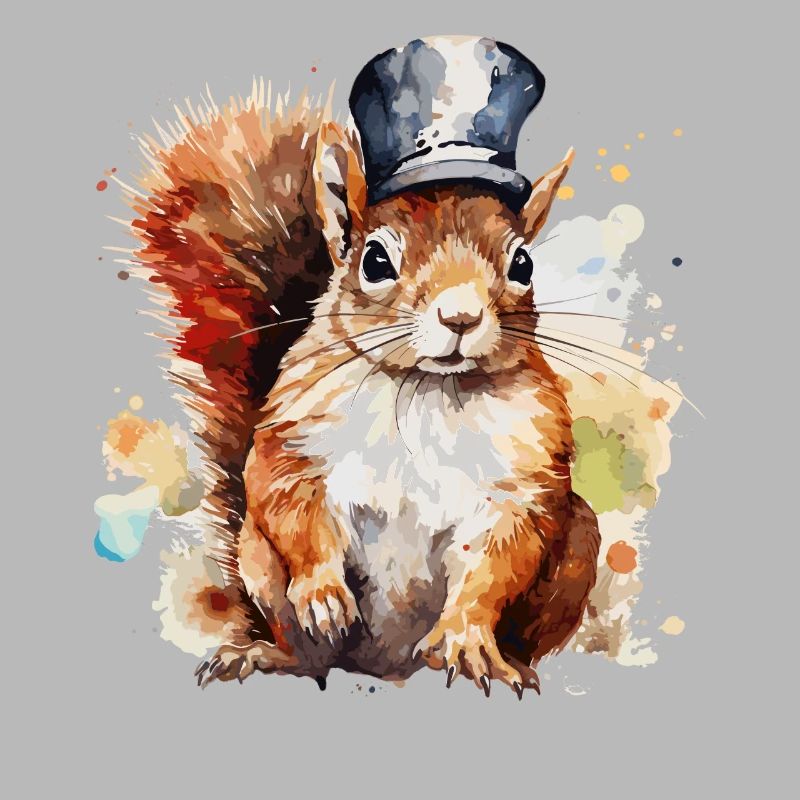 Aquarell Eichhörnchen Eisenbahner
