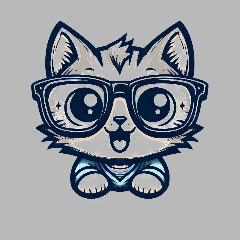 Niedliche Comic-Katze mit Nerd-Brille