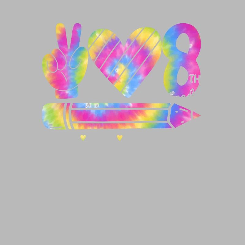 Peace Love Eighth Grade 8th Funny Tie Dye Student