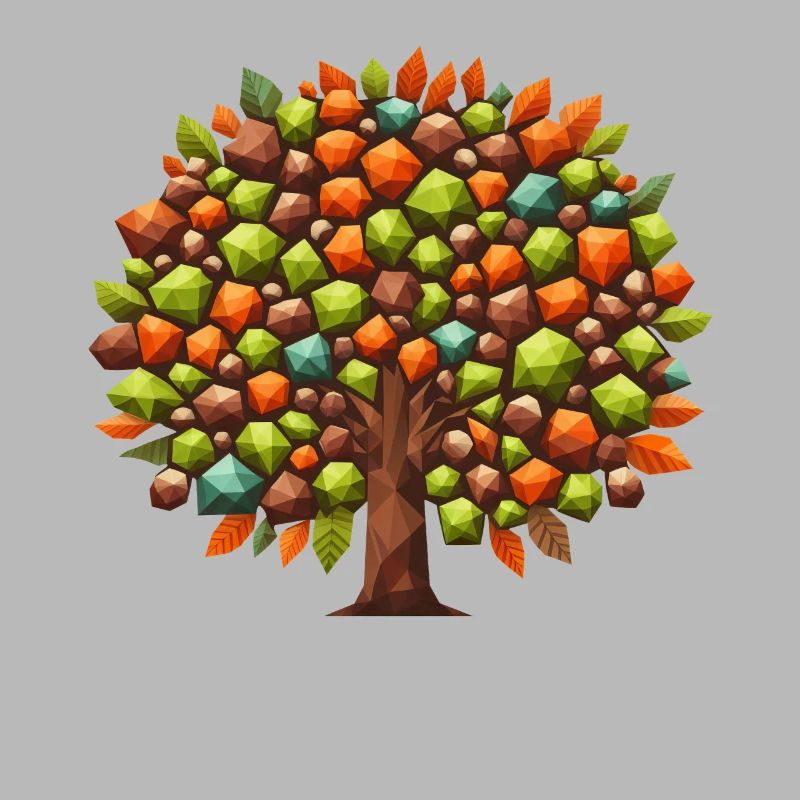 Autumn Elegance: Polygonal Deciduous Tree in