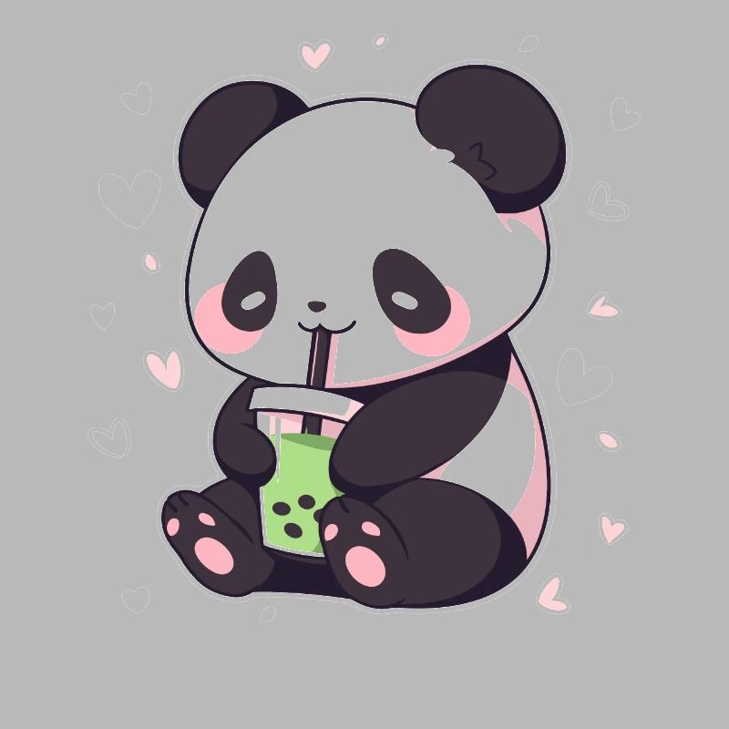 Kawaii Panda Drinks Boba Bubble Tea Chibi