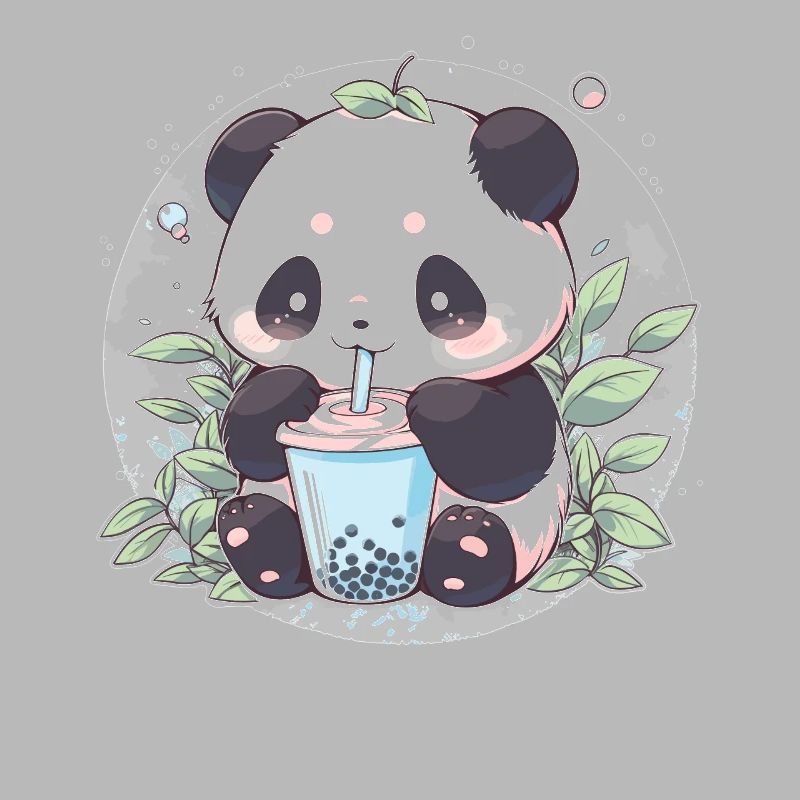 Kawaii Panda Drinks Boba Bubble Tea Chibi